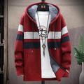 Herren Pullover Strickjacke Pullover Hoodie Zip Pullover Reißverschluss Pullover Jacke Stricken Strick Farbblock Mit Kapuze Stilvoll Outdoor Heim Bekleidung Herbst Winter Wein Marineblau S M L