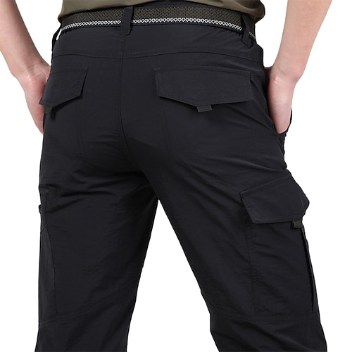 Herren Cargohose Cargohosen Cargohose Wanderhose Bestickt Elastische Taille Feste Farbe Atmungsaktiv Schnelltrocknend Arbeit Strassenmode Stilvoll Brautkleider schlicht Schwarz Armeegrün Image