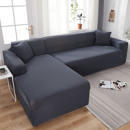 Stretch-Sofabezug, Schonbezug, burgunderfarben, elastisch, modernes Ecksofa für Wohnzimmer, Sofabezug, Ecksofa in L-Form, Sesselschutz, Sofabezug, 1/2/3/4-Sitzer Image