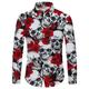 Herren Hemd Grafik-Shirt Blumen Totenkopf Motiv Rose Bühnenlicht vielfarbig Umlegekragen Schwarz und Rot Wein Schwarz Weiß Gelb 3D-Druck Halloween Strasse Langarm Button-Down Bedruckt Bekleidung