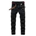 Herren Jeans Hose Hosen Jeans im Used-Look Zerrissene Jeans Gefaltet Zip Gerade geschnitten Komfort Casual Täglich Ausgehen Retro Vintage Klassisch 001 dunkelblau 1677 grün