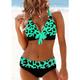 Damen Badeanzug Bikinis Übergröße Bademode 2 teilig Print Farbverlauf Leopard Push-Up Hosen Sommer Badeanzüge