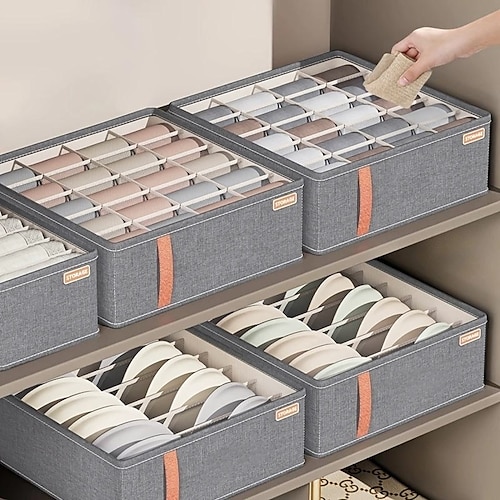 Kleiderschrank-Kleider-Organizer, Unterwäsche-Socken-BH-Aufbewahrungsbox, faltbarer Schrank-Organizer aus Stoff, Schubladen-Organizer zur Aufbewahrung von Hosen, Socken, BHs, Unterwäsche, Krawatten Image