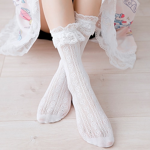 Damen Crew Socken Hochzeit Urlaub Spitze sexy Lolita elastisch 1 Paar Image