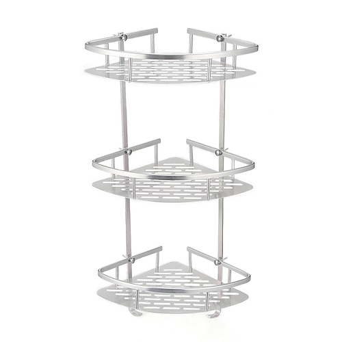badezimmer eckduschregal 2/3 schicht raum aluminium badezimmerregal zubehör set abnehmbares regal badezimmerregal organizador Image