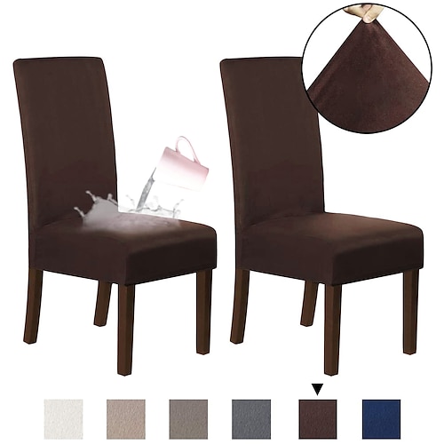 Esszimmerstuhlbezug Stretchstuhl Stuhlhussen Sitzbezug Wildleder wasserabweisend weich einfarbig einfarbig strapazierfähig waschbar Möbelschutz für Esszimmerpartys Image