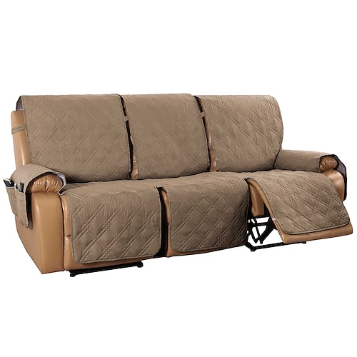 Rutschfeste Sofabezüge für 3-Sitzer-Relaxsofas, passend für Leder-Relaxsofas, wasserabweisend, kratzfest, Sofabezug für Doppel-Relaxsofas, geteilter Sofabezug für jeden Sitz, Möbelschutz mit Image