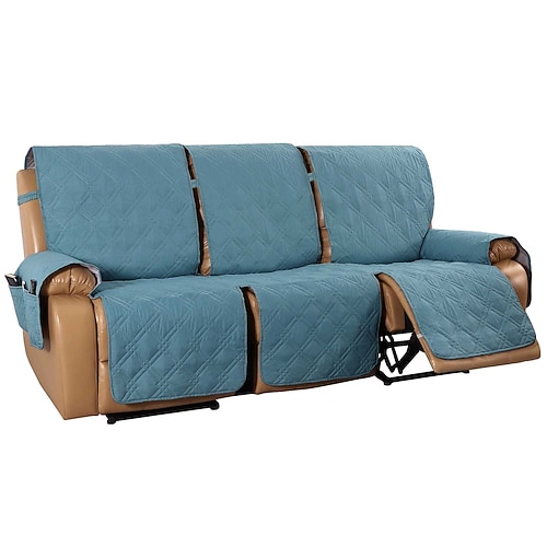 Rutschfeste Sofabezüge für 3-Sitzer-Relaxsofas, passend für Leder-Relaxsofas, wasserabweisend, kratzfest, Sofabezug für Doppel-Relaxsofas, geteilter Sofabezug für jeden Sitz, Möbelschutz mit Image