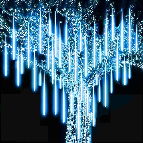 Lichter Außen Meteorregen Lichter fallende Stern Lichter 30cm/50cm/80cm 8 Röhren LED Eiszapfen Schnee Lichter Regenlicht für Baum Halloween Feiertags Party Dekoration Image