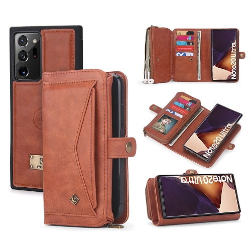 Handy Hülle Handyhüllen Für Samsung Galaxy S24 S23 S22 S21 Ultra Plus S20 Brieftaschenhülle Flip Vollschutz Ständer Einfarbig PU-Leder Image