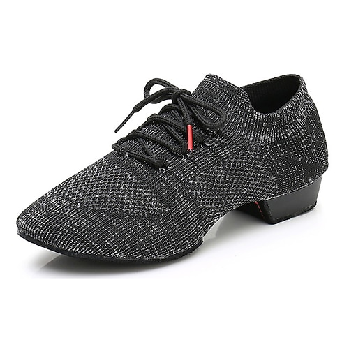 schwarze Jazz-Tanzschuhe aus Mesh mit Schnürung für Damen mit Wildledersohle – atmungsaktives und leichtes Performance-Schuhwerk Image