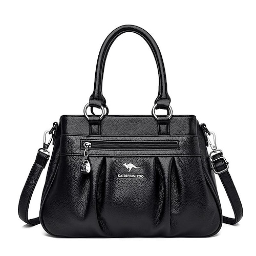 Damen Handtasche Boston-Tasche PU-Leder Täglich Festtage Reißverschluss Hohe Kapazität Wasserdicht Langlebig Feste Farbe Weinrot Schwarz Blau