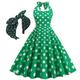 Retro Vintage 1950er Vintage inspiriertes Cocktailkleid Stirnband Swing Kleid Neckholder Flare Kleid Knielang Damen Schleife Passformamp;ausgestelltes Neckholderkleid Karnevalsparty Hochzeitsfeier