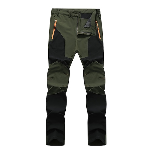 Herren Wanderhosen Fleecegefütterte Hosen Softshellhosen Winter Herbst Außen Thermowarm Winddicht Reißverschlusstasche Elastisch Hosen Unterteile Elastischer Bund Schwarz Armeegrün Fleece Jagd Angeln Image