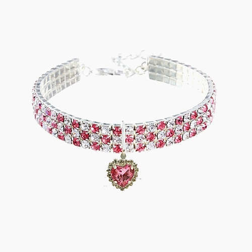 2 Stück Perlen Diamant Haustier Katze Hund Halskette Halsband Schmuck mit Bling Strasssteinen für Haustiere Katzen kleine Hunde Hündinnen Chihuahua Yorkies Mädchen Kostüm Outfits verstellbar