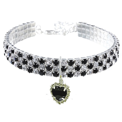 2 Stück Perlen Diamant Haustier Katze Hund Halskette Halsband Schmuck mit Bling Strasssteinen für Haustiere Katzen kleine Hunde Hündinnen Chihuahua Yorkies Mädchen Kostüm Outfits verstellbar