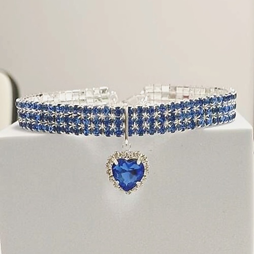 2 Stück Perlen Diamant Haustier Katze Hund Halskette Halsband Schmuck mit Bling Strasssteinen für Haustiere Katzen kleine Hunde Hündinnen Chihuahua Yorkies Mädchen Kostüm Outfits verstellbar