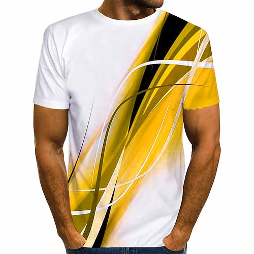 Herren Grafik Hemd T Shirt Kurzarm T-Shirt 3D-Druck Rundhals Hemd Streetwear Täglich Ausgehen Blau Gelb Rote Bekleidung Normal S M L XL XXL 3XL 4XL Image