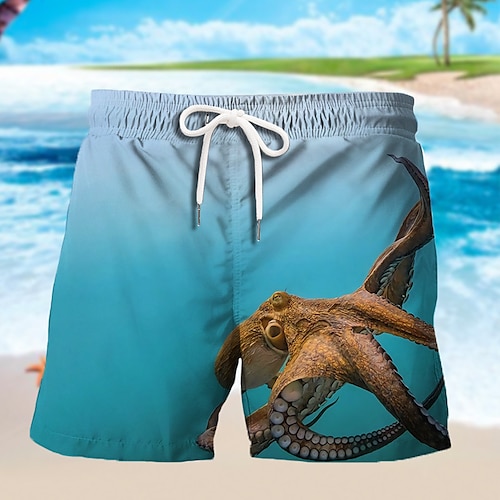 Herren Ozean Grafikdrucke Fisch Badehosen Badeshorts Boardshorts Mittlere Taille Hawaiianisch Boho Lässig Täglich Ferien Kordelzug mit Mesh-Futter Elastischer Bund Designer Bekleidung Image