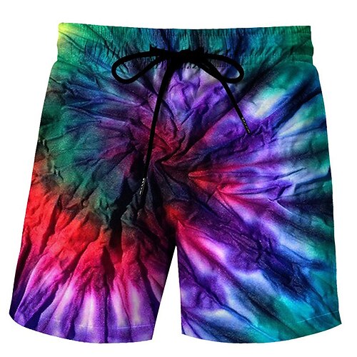 Herren Graphic Farbverlauf Badeshorts Boardshorts Badeshorts Badehose Schwimmshorts Mittlere Taillenlinie Modisch Hawaiianisch Boho Casual Täglich Festtage Kordelzug Elastische Taille 3D-Druck Image