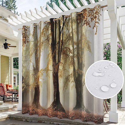 Wasserdichter Outdoor Vorhang für den Außenbereich, Schiebevorhänge für Terrassen, Strandvorhänge, Pergola-Vorhänge mit Öse für Pavillon, Balkon, Veranda, Party, Hotel, 1 Paneel Image