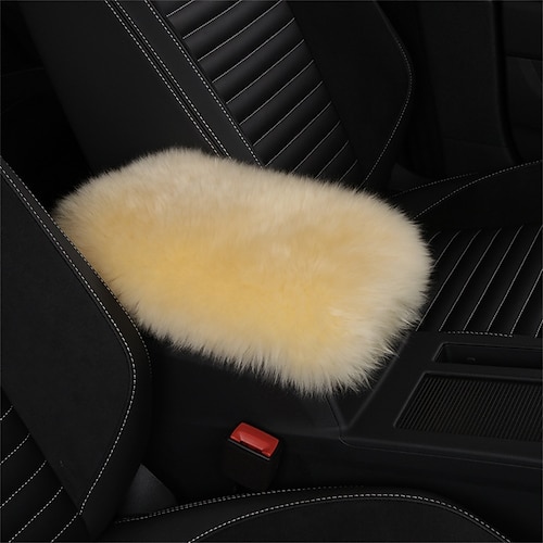 Auto Mittelkonsole Abdeckung Polster Universal echtes Schafsfell Autositzarmlehne Abdeckung flauschiger Schutz