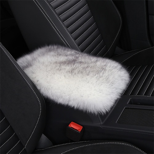 Auto Mittelkonsole Abdeckung Polster Universal echtes Schafsfell Autositzarmlehne Abdeckung flauschiger Schutz Image