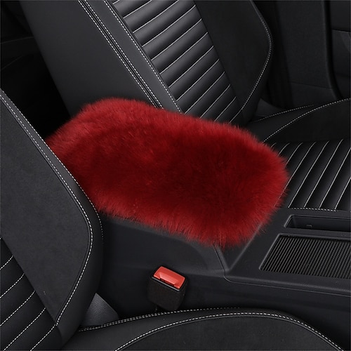 Auto Mittelkonsole Abdeckung Polster Universal echtes Schafsfell Autositzarmlehne Abdeckung flauschiger Schutz