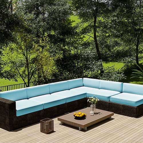 2 Stück Terrassenkissenbezüge, 100 % wasserdichter Outdoor-Sofa-Sitzbezug aus Korbgeflecht, wasserdichter Couch-Schonbezug, Oxford-Geflecht-Stuhlbezug, Möbelschutz Image