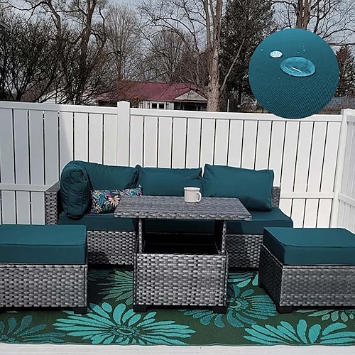 2 Stück Terrassenkissenbezüge, 100 % wasserdichter Outdoor-Sofa-Sitzbezug aus Korbgeflecht, wasserdichter Couch-Schonbezug, Oxford-Geflecht-Stuhlbezug, Möbelschutz Image