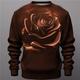 Rose Graphic Herren Modisch 3D-Druck Pullover Sweatshirt Festtage Urlaub Ausgehen Sweatshirts Schwarz Gelb Langarm Rundhalsausschnitt Bedruckt Frühling Herbst Designer Kapuzenpullover