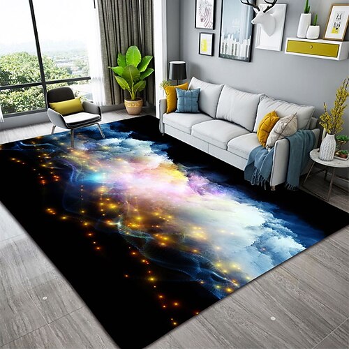 Galaxie-Stern-Teppich für Wohnzimmer, rutschfeste Bodenmatte, Nachttisch, Wohnzimmer, Schlafzimmer, drinnen und draußen Image