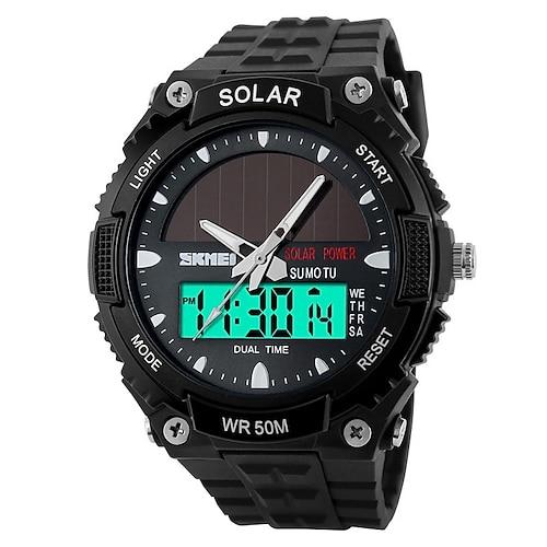 SKMEI Herren Sportuhren Solar Digital LED Militär Herren Armbanduhr Mode Freizeit Elektronik Chronograph Gummi Armbanduhren männliche Uhr reloj hombre