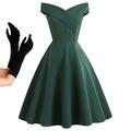 Audrey Hepburn 1950er Jahre Cocktailkleid Vintage-Kleid A-Linien-Kleid Teekleid Flare-Kleid Damen Schulterfrei Kostüm Vintage Cosplay Heimkehr Hochzeit Party ärmelloses knielanges A-Linien-Kleid