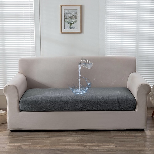 Stretch-Sofa-Sitzkissenbezug, Schonbezug, burgunderfarben, magischer Sofabezug, Couch-Sessel, Loveseat, 4- oder 3-Sitzer, grau, schwarz, rot, weich, strapazierfähig, waschbar Image