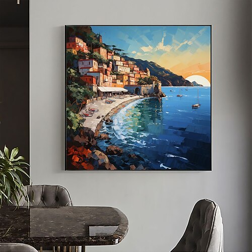 Handgemachte Ölgemälde-Leinwand-Wandkunst-Dekor, originale Segelboot-Kunst-Wohnkultur mit gespanntem Rahmen, ohne Innenrahmen-Gemälde Image