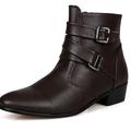 Herren Stiefel Springerstiefel Chelsea-Stiefel Bikerstiefel Brautkleider schlicht Täglich PU Höhe-Erhöhung Stiefeletten / Stiefeletten Halbschuhe Schwarz Weiß Braun Sommer Winter