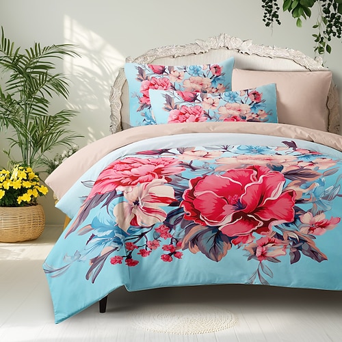 Chinesische Landschaftsserie, Landschaftsmuster, Bettbezug-Set, Bettdecken-Set, bedruckte Boho-Bettbezug-Baumwoll-Bettwäsche-Sets mit Umschlag-Kissenbezug, Raumdekoration, King-Size-Bettbezug Image