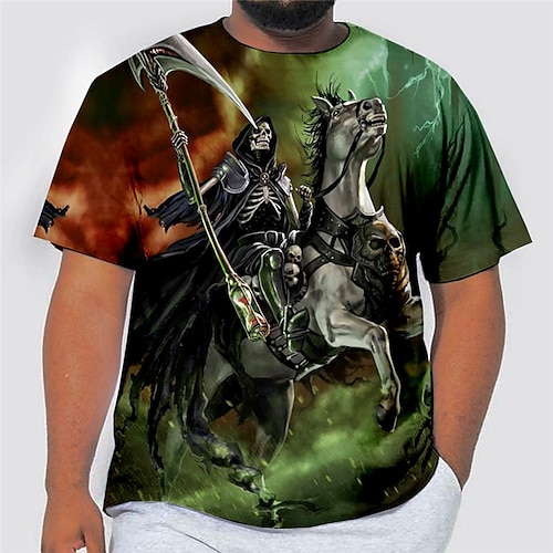 Herren Übergröße T Shirt Groß und hoch Graphic Rundhalsausschnitt Bedruckt Kurzarm Frühling Sommer Modisch Strassenmode Basic Komfortabel Casual Sport Oberteile Image