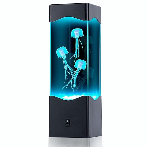 Mehrfarbige Quallen-Lavalampe, USB-betriebene Aquarium-Nachtlichter mit 3 Quallen, Bürozimmer-Desktop-Dekoration, Geschenke für Weihnachten, Geburtstage, Feiertage Image
