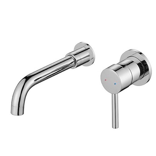 Wandmontierter Badezimmerhahn, messinggalvanisierter, weit verbreiteter, drehbarer Einhand-Einloch-Waschbeckenhahn mit Heiß- und Kaltschalter Image