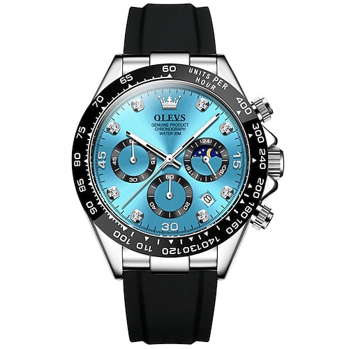OLEVS 2875 Luxus Herren Uhren Top Marke Quarz Uhr Silikon Sport Datum Chronograph Wasserdicht Multifunktionsuhr Image