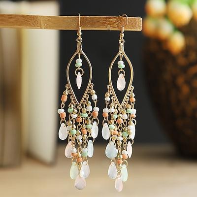 Damen Tropfen-Ohrringe Geometrisch Tropfen Stilvoll Einfach Boho Ohrringe Schmuck Beige / Weiß / Weiß / Schwarz Für Party Festtage 1 Paar Image
