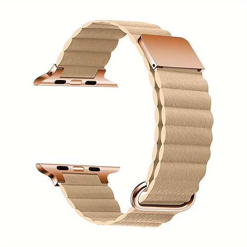 Kompatibel mit Apple Watch Armband 38mm 40mm 41mm 42mm 44mm 45mm 49mm Metallverschluss Frauen Männer Leder Ersatzarmband für iwatch Ultra 2 Series 9 8 7 SE 6 5 4 3 2 1 Image