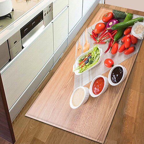 Gemüsebereich-Teppich, Küchenmatte, rutschfeste, ölbeständige Bodenmatte, Wohnzimmerteppich, Innen- und Außenmatte, Schlafzimmerdekoration, Badezimmermatte, Eingangsteppich, Fußmatte Image