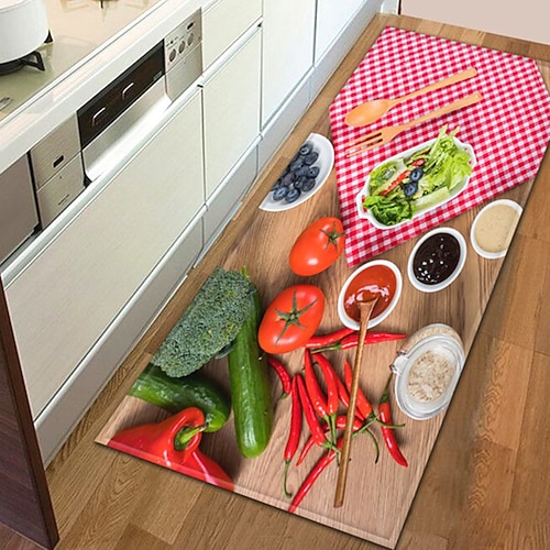 Gemüsebereich-Teppich, Küchenmatte, rutschfeste, ölbeständige Bodenmatte, Wohnzimmerteppich, Innen- und Außenmatte, Schlafzimmerdekoration, Badezimmermatte, Eingangsteppich, Fußmatte Image
