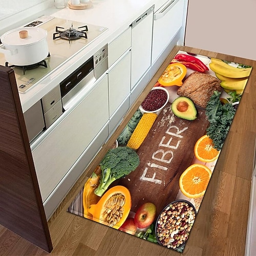 Gemüsebereich-Teppich, Küchenmatte, rutschfeste, ölbeständige Bodenmatte, Wohnzimmerteppich, Innen- und Außenmatte, Schlafzimmerdekoration, Badezimmermatte, Eingangsteppich, Fußmatte Image