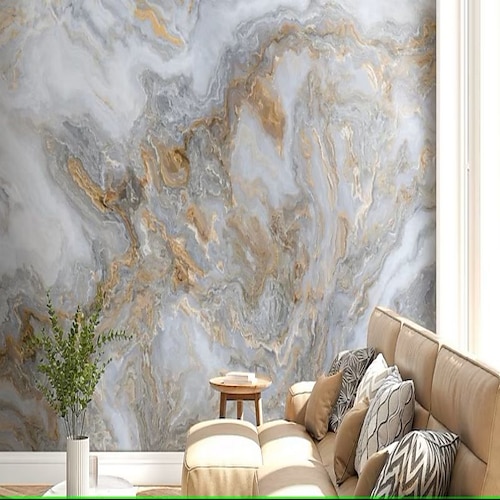 Coole Tapeten, abstrakte Marmortapete, Wandbild, goldener Wandbelag, Aufkleber, abziehen und aufkleben, entfernbares PVC/Vinyl-Material, selbstklebend/Kleber erforderlich, Wanddekoration für Image