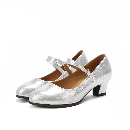 Glitzernde Tanzschuhe für Damen – Indoor-Wildledersohle im Mary-Jane-Stil für Gesellschafts- und lateinamerikanische Tänze Image