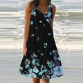Damen Casual kleid Etuikleid Sommerkleid Bedruckt U-Ausschnitt Midikleid Täglich Strand Ärmellos Sommer Frühling